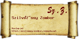 Szilvássy Zombor névjegykártya